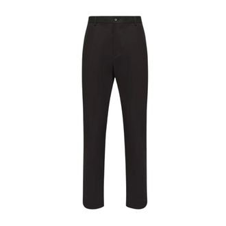 Moncler Pantalones de Algod&oacute;n Lona Corte Recto Bordado con Logo - Trousers - Hombre - Negro - S