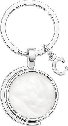 Generic June Birthstone Personalised Keyring - Pearl white Name Charm with Initial - Custom Moon Keychain Gift for Her