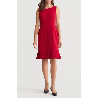 Kasper Pleat Hem Sleeveless Sheath Dress in Fire Red at Nordstrom, Size 12P