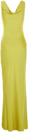 Norma Kamali Womens Maria Gown Yellow Tech Fabric Polyester
