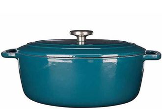 Cosy & Trendy Grosser, ovaler Gusseisen Topf & Br&auml;ter Fontastic mit Deckel, Petrol