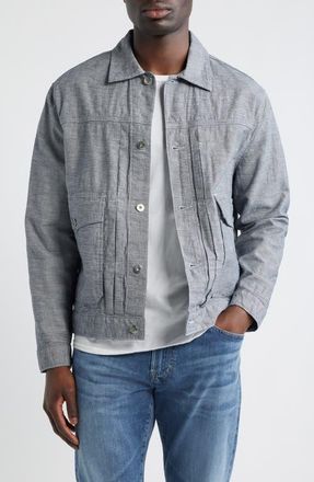 AG - Adriano Goldschmied Sid Cotton & Linen Trucker Jacket in Sterling at Nordstrom, Size Xx-Large