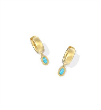 Kendra Scott Womens Mini Ellie Wide Huggie Earrings In Gold Blue Opal