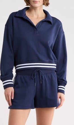 90 Degree by Reflex Johnny Collar French Terry Sweatshirt in Naval Blue-White at Nordstrom Rack, Size X-Large