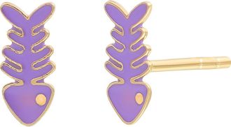 Bony Levy 14K Gold & Enamel Inlay Fish Stud Earrings in 14K Yellow Gold at Nordstrom
