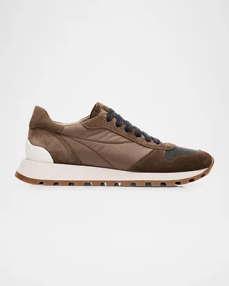 Brunello Cucinelli Monili Mixed Media Runner Sneakers