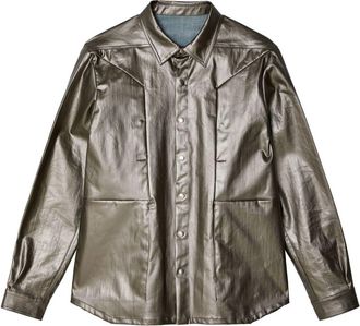 Rick Owens Fogpocket high-shine shirt jacket - men - Elastomultiester/Rubber/Cotton - 52 - Silver