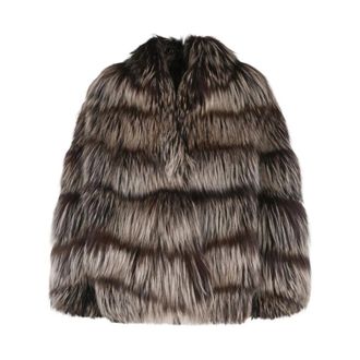 Simonetta Ravizza Banny vossenbontjas - Dames - Jassen - Rood - Maat: XS Zijde