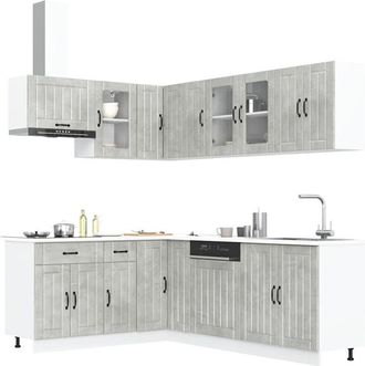vidaXL Vidaxl - Mueble Cocina Lucca Gris Hormig&oacute;n 11 Pzas Madera Contrachapada