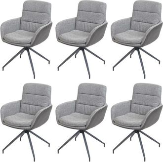 Hhg Hhg - Juego De 6 Sillas De Comedor 655, Silla De Cocina Sill&oacute;n Silla, Giratoria Auto Posici&oacute;n, Tela Mvg, Gris-gris Oscuro