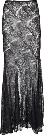 A.W.A.K.E. Gonna a sirena in pizzo - Dames - Maxi Rokken - Zwart - S - Leer - Rokken