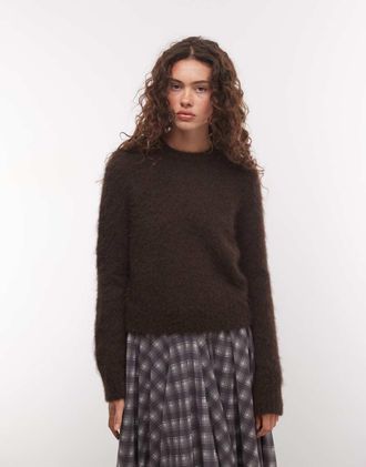 Monki maglione lavorato a maglia comodo in marrone scuro