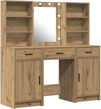 vidaXL Dressing Table Set with Shelf 3 pcs Artisan oak Engineered wood vidaXL