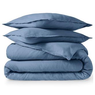 Bare Home 100% Cotton Flannel Duvet Cover & Sham Set in Coronet Blue at Nordstrom, Size Queen