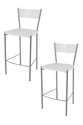 Tommychairs Tommychairs 2 Taburetes Elegance En Acero Aluminio Asiento Madera Blanca
