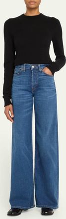 Re/Done 70S Ultra High Rise Wide Leg Jeans In Blue