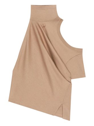 Courrèges twisted one-shoulder top - women - Cotton - S - Neutrals