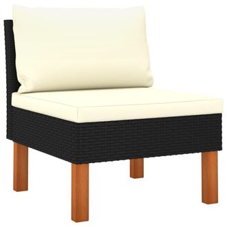 vidaXL Sof&aacute; Central De Rat&aacute;n Sint&eacute;tico Y Madera Maciza De Eucalipto Vidaxl