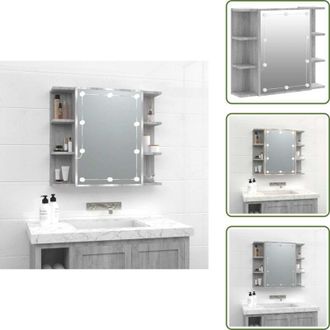 vidaXL The Living Store Mobile a Specchio con LED Grigio Sonoma 70x16,5x60 cm - Specchio per trucco