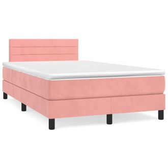 vidaXL Cama Box Spring Con Colch&oacute;n Terciopelo Rosa 120x190 Cm