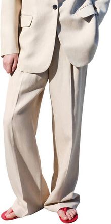Mango Straight Fit Pleat Front Pants in Sand at Nordstrom, Size 10