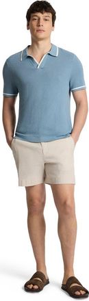 Onia Textured Cotton Johnny Collar Polo in Marine at Nordstrom, Size X-Large