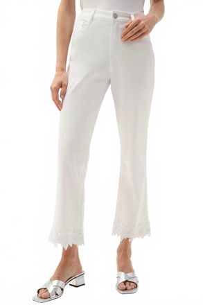 Joseph Ribkoff Denim Lace Appliqu&eacute; Crop Jeans In White