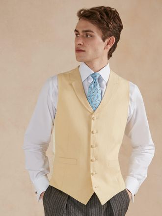 Oliver Brown Single Breasted Linen Waistcoat - Yellow