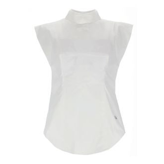Jean Paul Gaultier Mouwloze Omgekeerd Shirt Met Puntige Borsten - Dames - Tops - Wit - Maat: XS Katoen