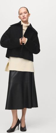 Mango Giacca lana collo camicia nero - Donna - XS - MANGO