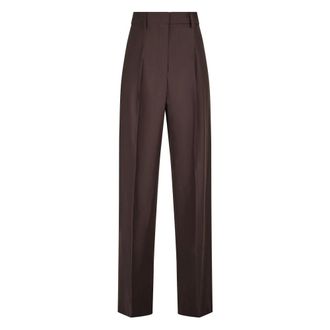 Forte_Forte Wide Trousers, female, Brown, Size: XS Chic Taffetas High Waist Straight Pants