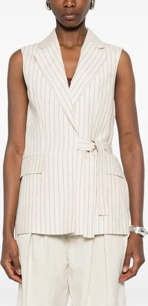 PESERICO Womens Striped Tie-Waist Vest Ss26 W