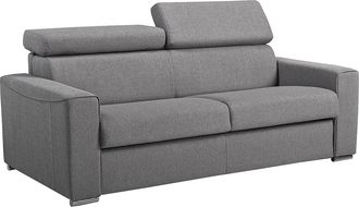 Vente-Unique Divano Letto 3 Posti Express In Tessuto Grigio Con Seduta Memory Foam Rete A Doghe Larghe 140 Cm Materasso 18 Cm Memory Foam - Vizir