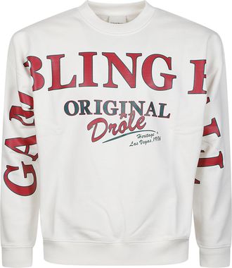 Dr&ocirc;le de Monsieur Gambling Hall Vintage-Inspired Printed Cotton Sweatshirt