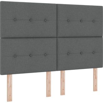 vidaXL LED Headboard with LED Strip Lights Dark Grey 144 cm Fabric vidaXL