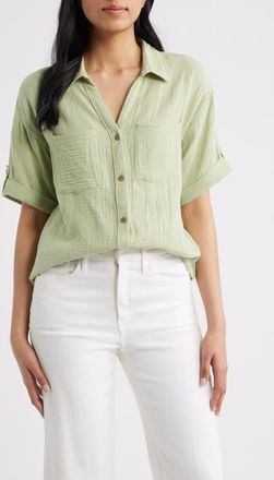 Beach Lunch Lounge River Gauze Shirt in Light Grass at Nordstrom, Size X-Large