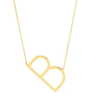 MAX + STONE Solid 10K Yellow or White Gold Initial Pendant Necklace 16-18 inch Cable Chain