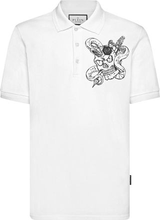 Philipp Plein Slim Fit Polo Shirt Snake - Heren - Polos - Wit - 2XL - Katoen - Tops