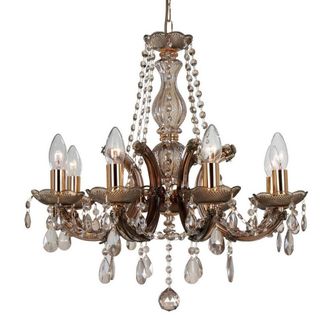 Netlighting Gabrielle Chandelier Acrylic Sconce & Glass Droplets 8 Light E14 Mink in Brown