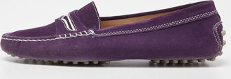 Tod's Tods Purple Suede Gommino Penny Slip On Loafers