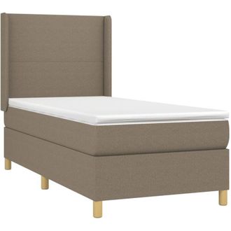 vidaXL Cama Box Spring Con Colch&oacute;n Tela Gris Taupe 80x200 Cm Vidaxl