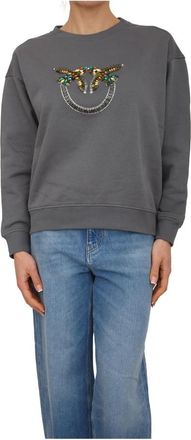 Pinko Maglia tagliata - Dames - Sweatshirts - Grijs - S - Katoen - Hoodies & sweatvesten