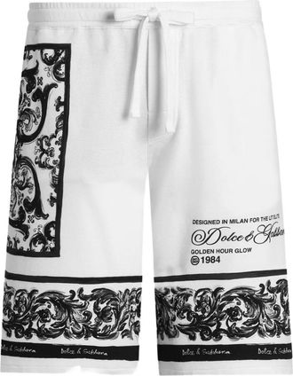 Dolce & Gabbana Shorts in cotone con logo - Bianco