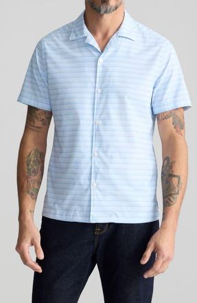 UNTUCKit Haverman Stripe Performance Camp Shirt in Blue at Nordstrom, Size X-Large