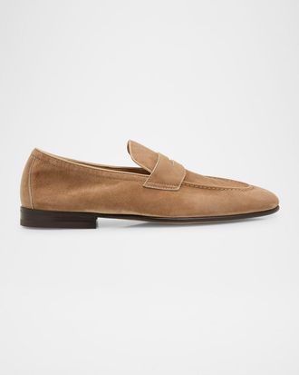 Brunello Cucinelli Mens Suede Penny Loafers