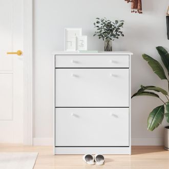 Berkfield Home Shoe Cabinet ALTA White 77x35x96 cm Solid Wood Pine | Size: 77 x 35 x 96 cm