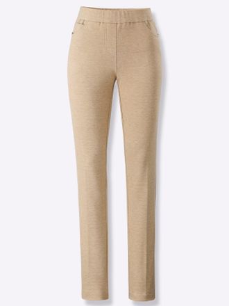 Stehmann Jerseyhose STEHMANN, Damen, Gr. 36, Normalgr&ouml;ssen, beige (beige, meliert), 60% Polyester, 32% Viskose, 7% Polyamid, 1% Elasthan, unifarben, Hosen Jers