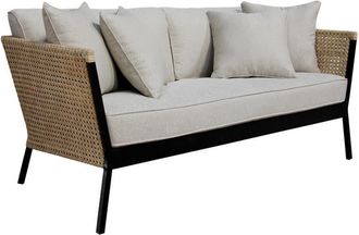 LOLAhome Sof&aacute; de jard&iacute;n de 2 plazas Niva de rattan sint&eacute;tico y aluminio