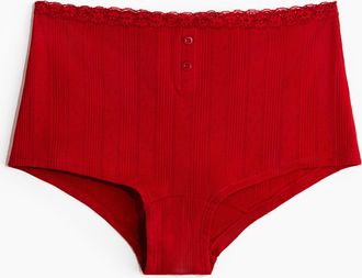 H&M Shortie-Baumwollslip mit Pointellemuster - Red
