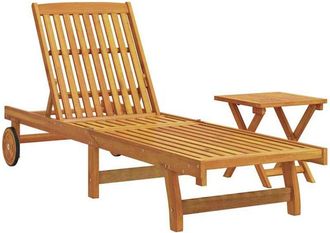 vidaXL Vidaxl - Tumbona Con Mesita Madera Maciza De Acacia